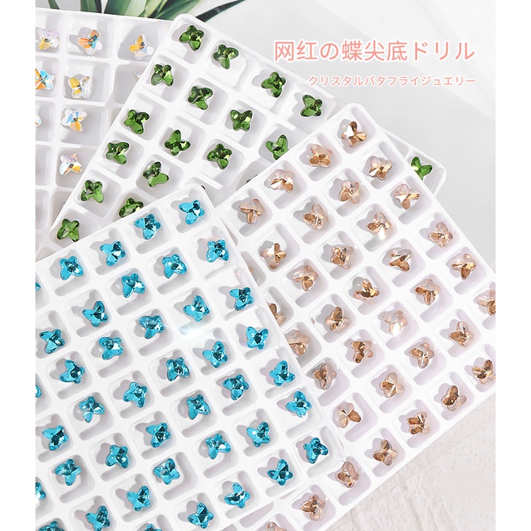 MSY 30PCS Hiasan Butterfly 3D/Aksesoris Kupu-kupu Crystal Warna Warni Nail Art