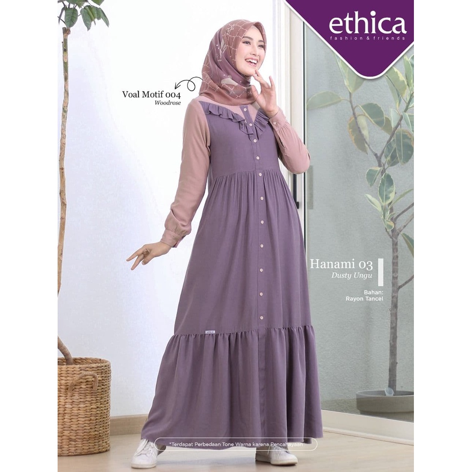 DRESS ONLY ETHICA ORIGINAL HANAMI 03 DUSTY UNGU HANAMI 03 GREY (DO) GAMIS DEWASA GAMIS TRENDY GAMIS 