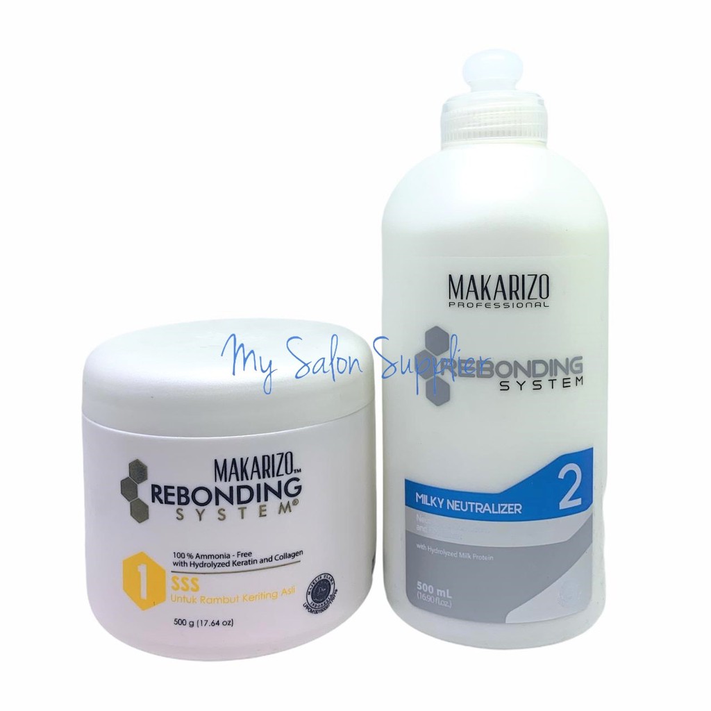 1 Set Makarizo Rebonding System Step 1 500g + Neutralizer Step 2 500ml