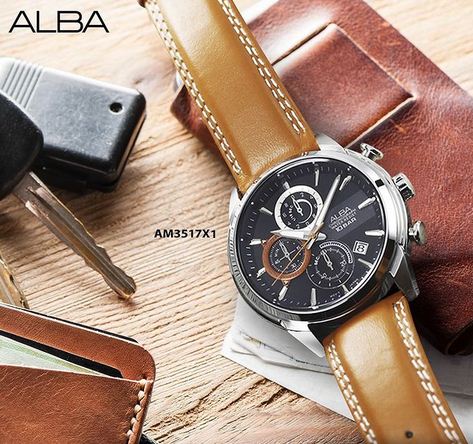 [ PROMO ] Jam Tangan Alba Pria AM3517 AM3517X1 Leather Strap Original Garansi Resmi