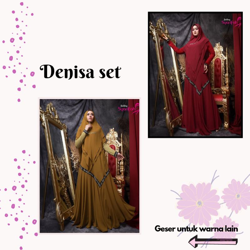 Gamis wanita terbaru//Baju gamis terbaru//Gamis syari terbaru//Denisa set by Gallery syarifah