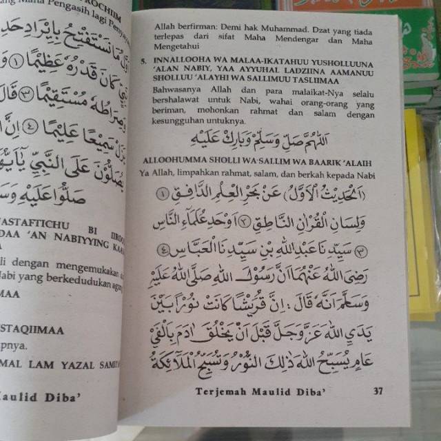 Terjemah Indonesia Maulid Diba Arab Latin Buku Kitab Sholawat