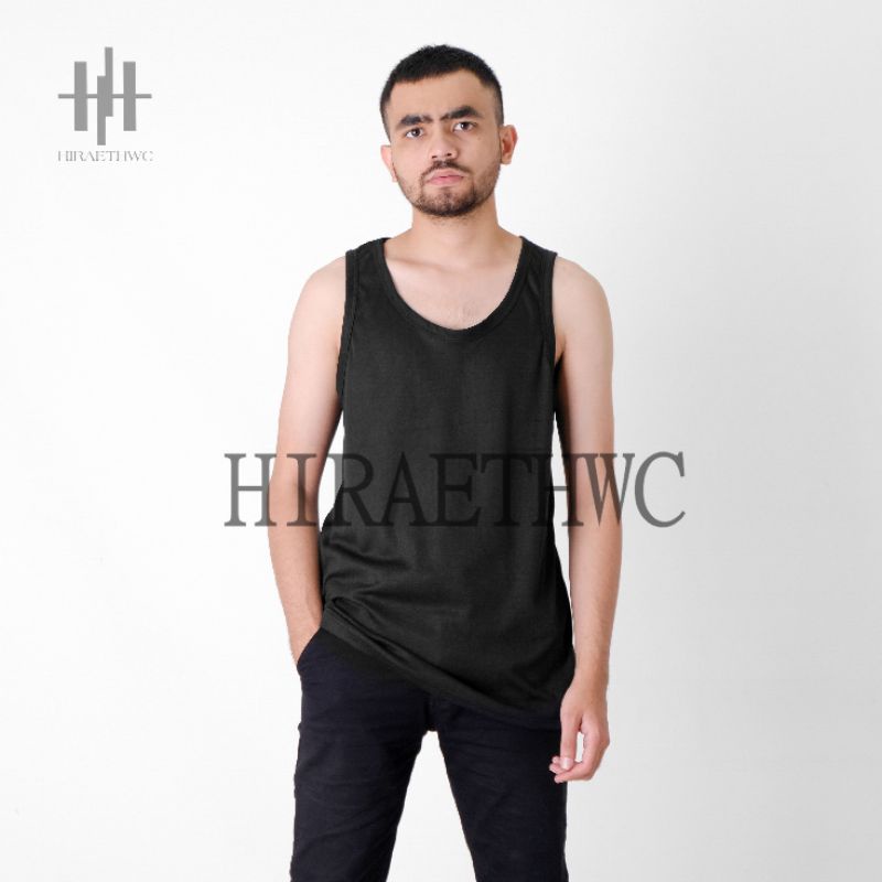 Hiraethwc:Singlet Polos Singlet Hitam Katun Tanktop Pria Wanita Keren Murah Terbaik