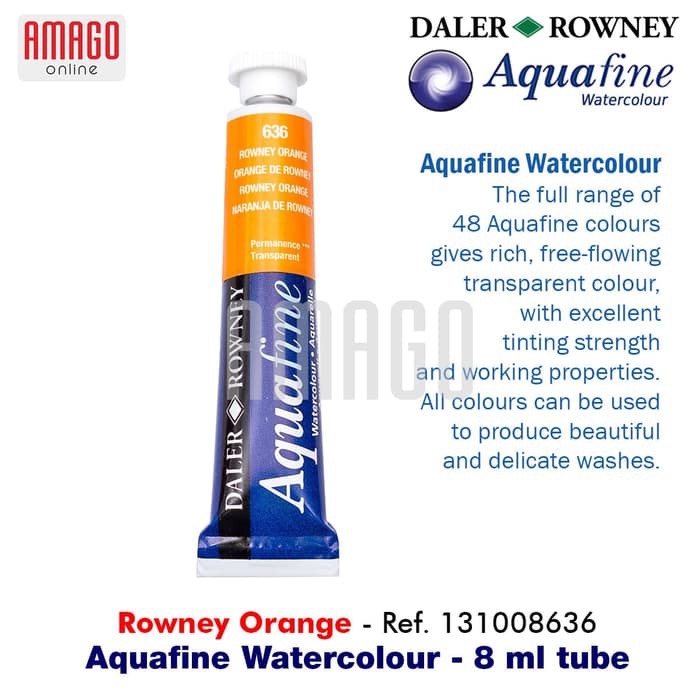 

Cat Air Lukis DALER-ROWNEY Aquafine Watercolour 8 ml - ROWNEY ORANGE - 131008636
