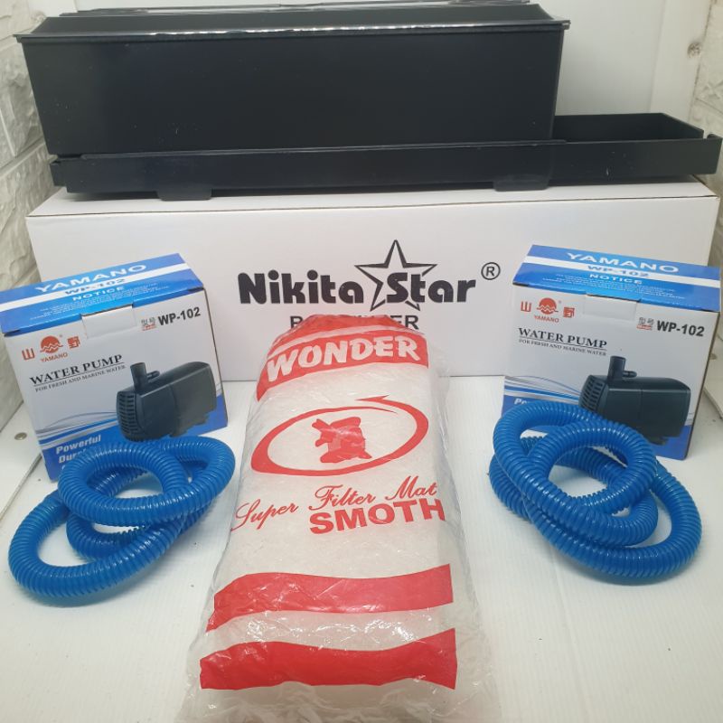 PAKET TOP FILTER BOX JUMBO AQUARIUM PLUS POMPA PEMBERSIH YAMANO WP 102