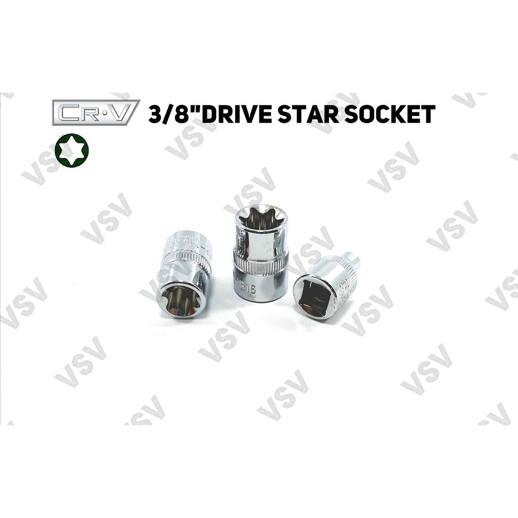 Gestar 3/8&quot;DR Star Socket E16 Kunci Shock Bintang Anak Sock Sok