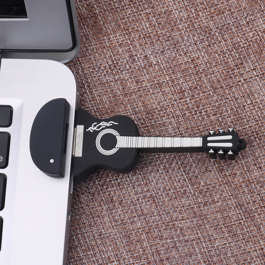 (Huluboy) Flashdisk USB 2.0 Bentuk Gitar Bahan PVC Anti Air