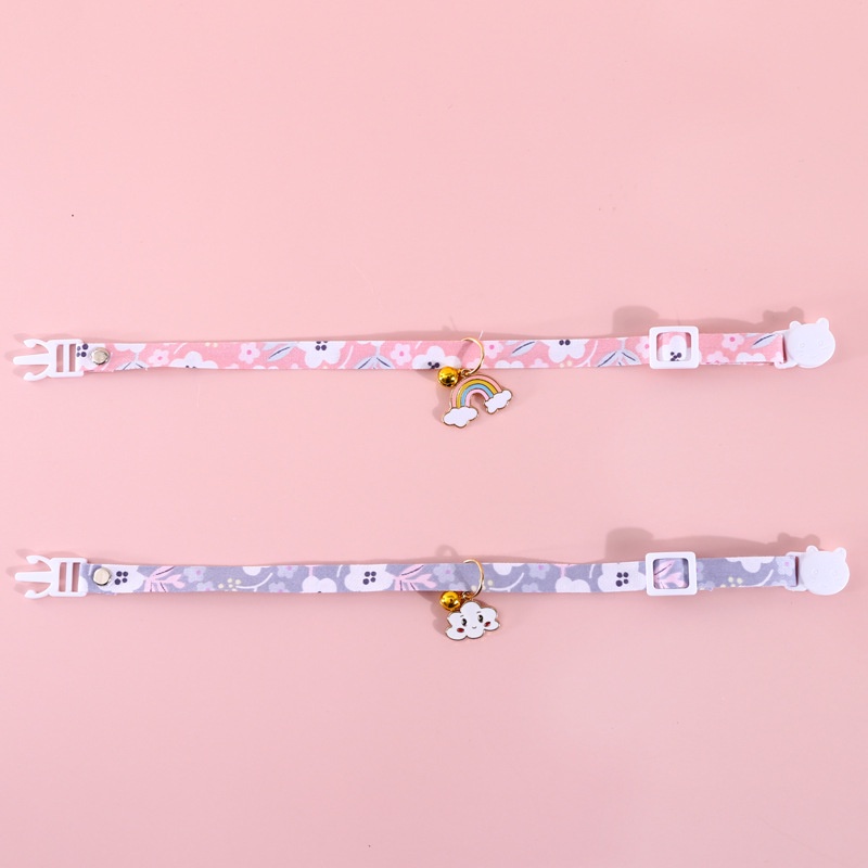 【TK】New Cute Pet Cat Collar Candy Color Rainbow Cloud Cat And Dog Cute Pendant Safety Collar Four Seasons General Pets Supplies