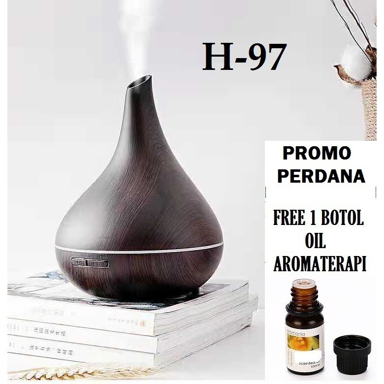 Humidifier H97 Black Wooden Essential Aroma Diffuser 7 LED Color-400ML