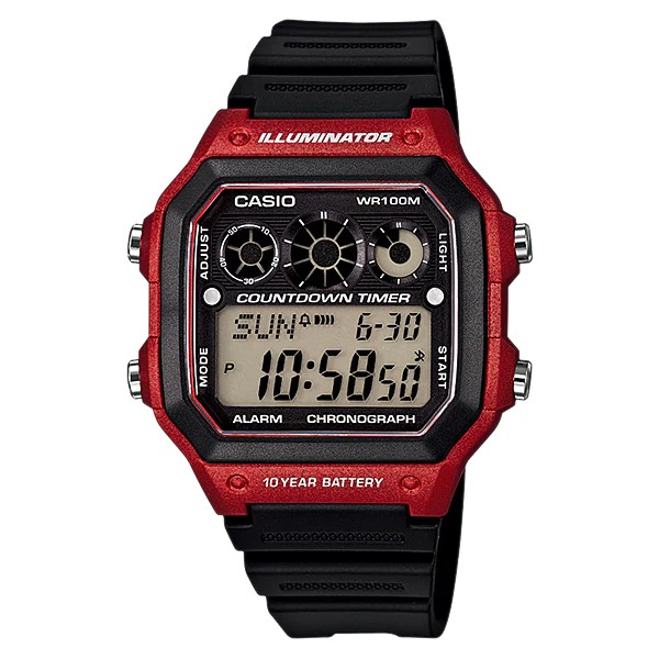 Casio Original AE-1300WH-4A  / AE1300WH-4A Jam Tangan Pria - Digital - Karet - Merah