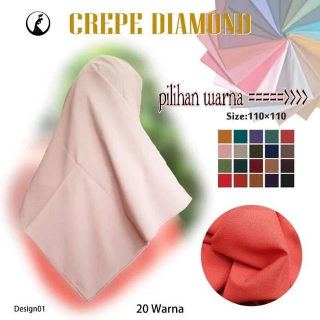 Jilbab Segi Empat Crepe Diamond By Azara