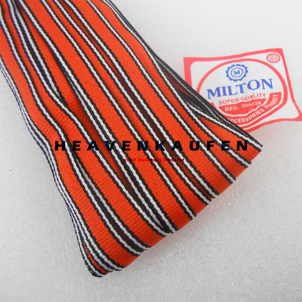 Webbing Strip Halus Lebar 1 cm Warna Orange Strip Hitam Putih Harga Per Rol isi 18 Meter