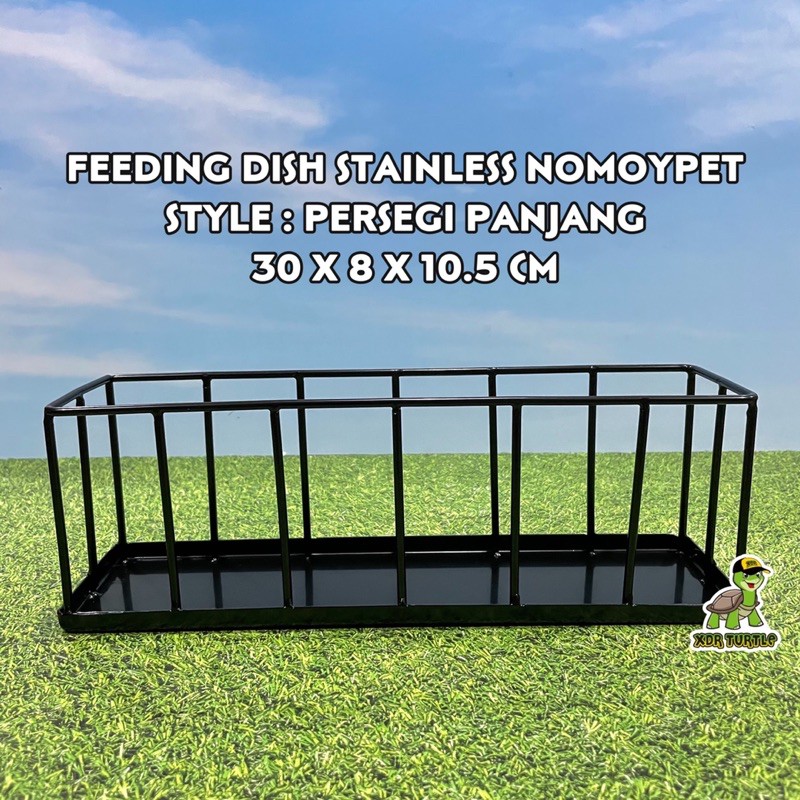 FEEDING DISH STAINLESS PERSEGI PANJANG TEMPAT MAKAN KURA REPTIL ANTI KARAT SULCATA BABY ALDABRA KURA