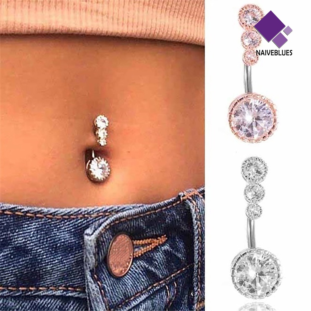 Naiveblue Anting Tindik Perut / Pusar Cubic Zirconia Untuk Wanita