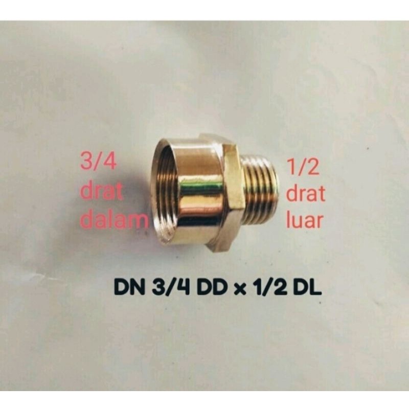 dobel sok drat 3/4 drat dalam x 1/2 drat luar