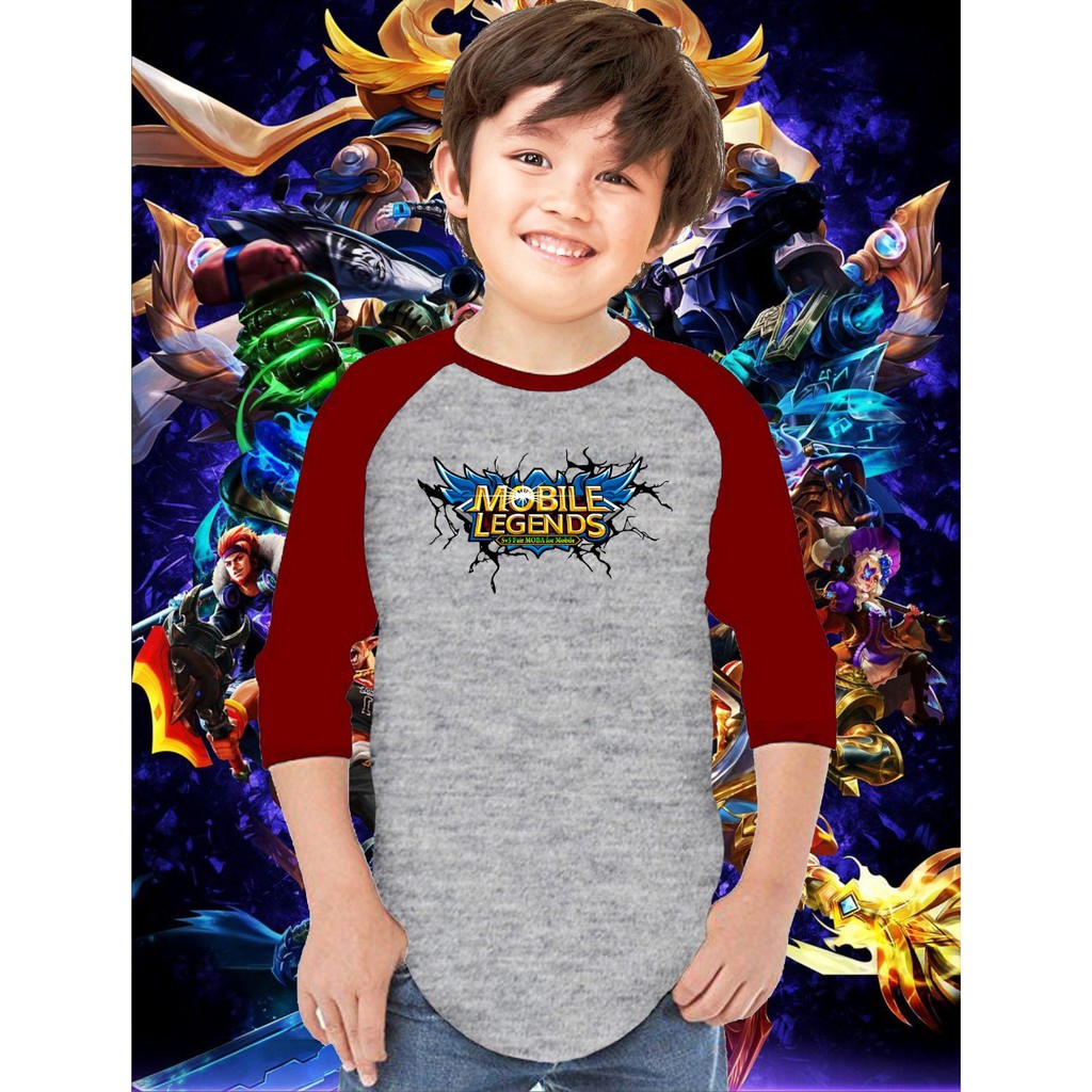 hokyciaBAJU Kaos Mobile Legends GAMES - BAJU MOBILE LEGENDS ANAK ESPORT|FF|EVOS|ML LENGAN 3/4 TULISA