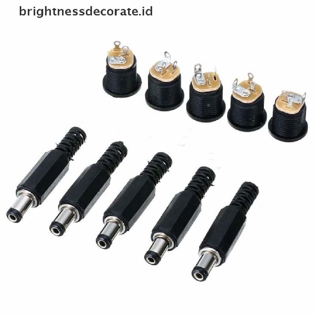 1 Set 10 Pasang Konektor Jack Dc 12v 3a Male Female Socket Panel Mount