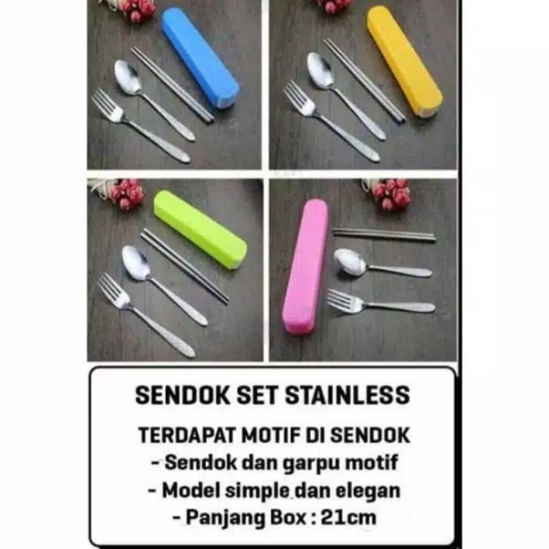 [COD] Alat Makan Set 3in1 Sendok Garpu Sumpit Travel Stainless Higenis &amp; Praktis dibawa Kemana mana