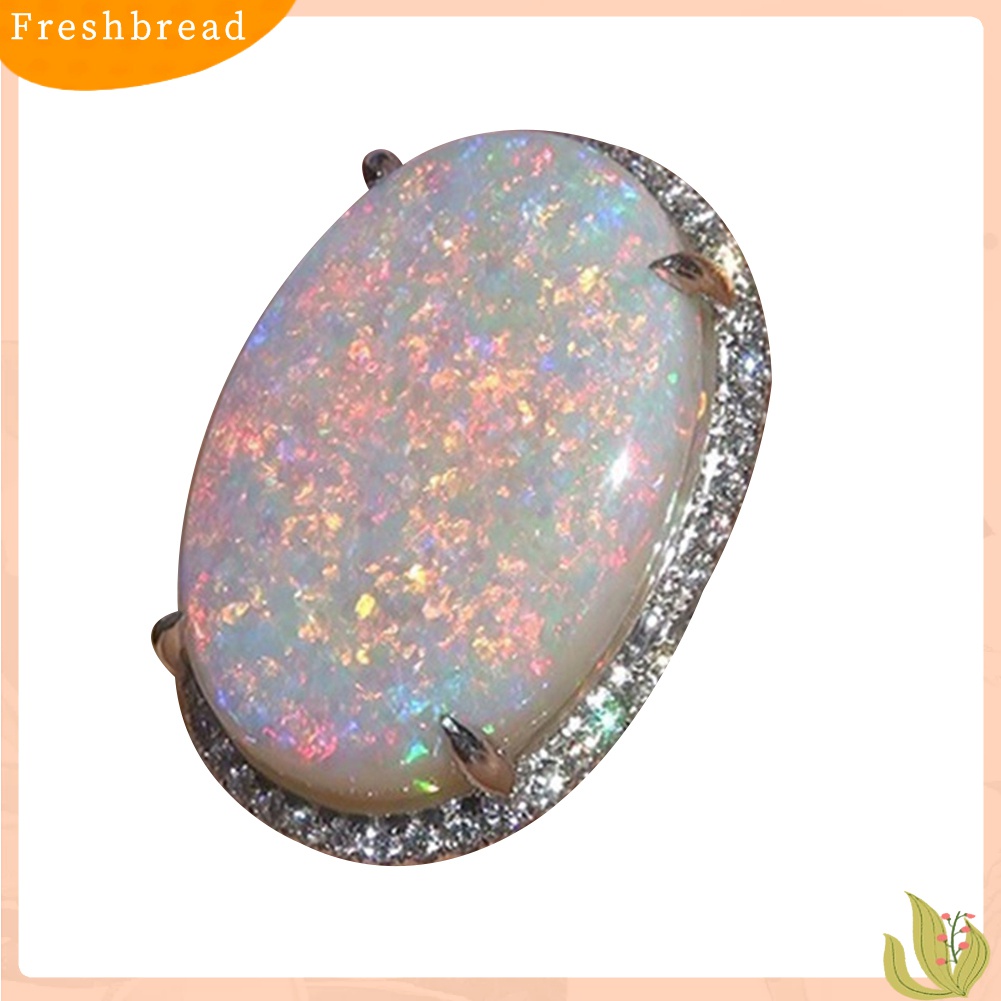 Terlaris Women Shining Artificial Opal Stone Finger Ring Wedding Engagement Jewelry Gift