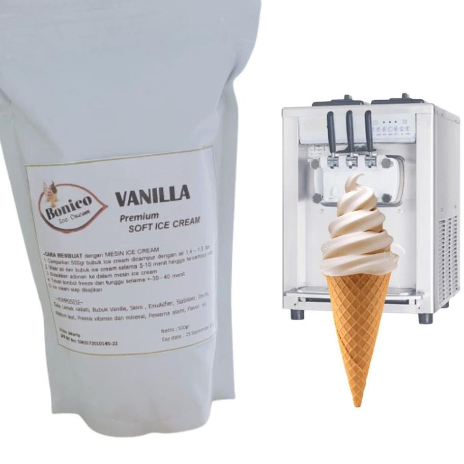 

め BONICO VANILLA SOFT ICE CREAM POWDER 500gr PREMIUM RESTO bubuk es krim mesin VANILA cone frizco ま