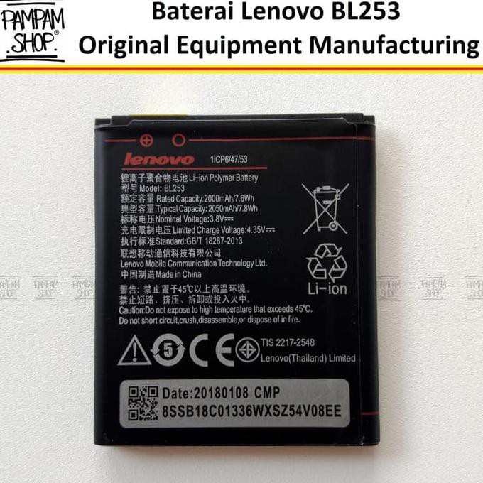 Baterai Handphone Lenovo A2010 BL253 Original | BL 253, Batre, A 2010