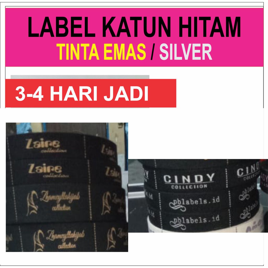 

Label KATUN HITAM hijab / Label baju / Label Woven Damask Subtitute Bahan Katun Hitam