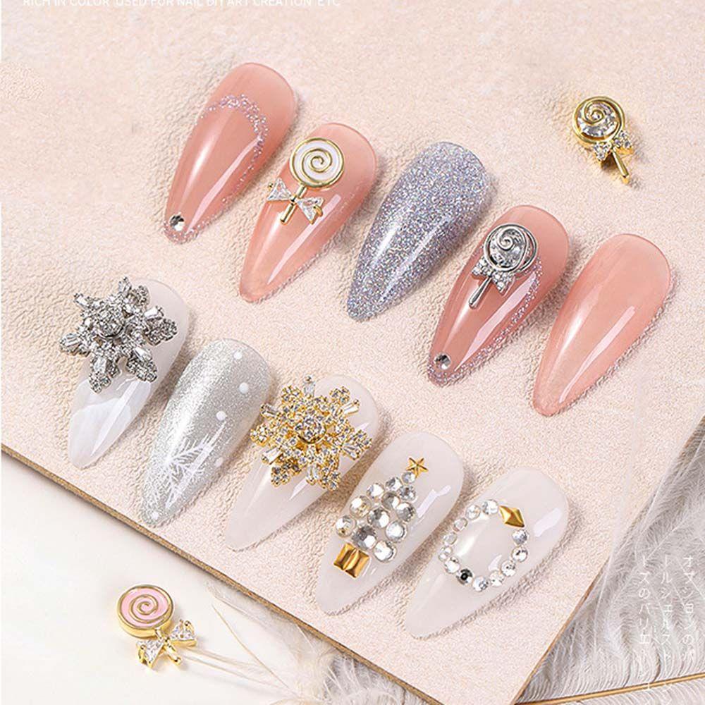 Agustina Lollipop Kuku Berlian Imitasi Warna Emas Dan Perak Logam Berlian Ornamen Flash Jepang Shiny DIY Nail Jewelry