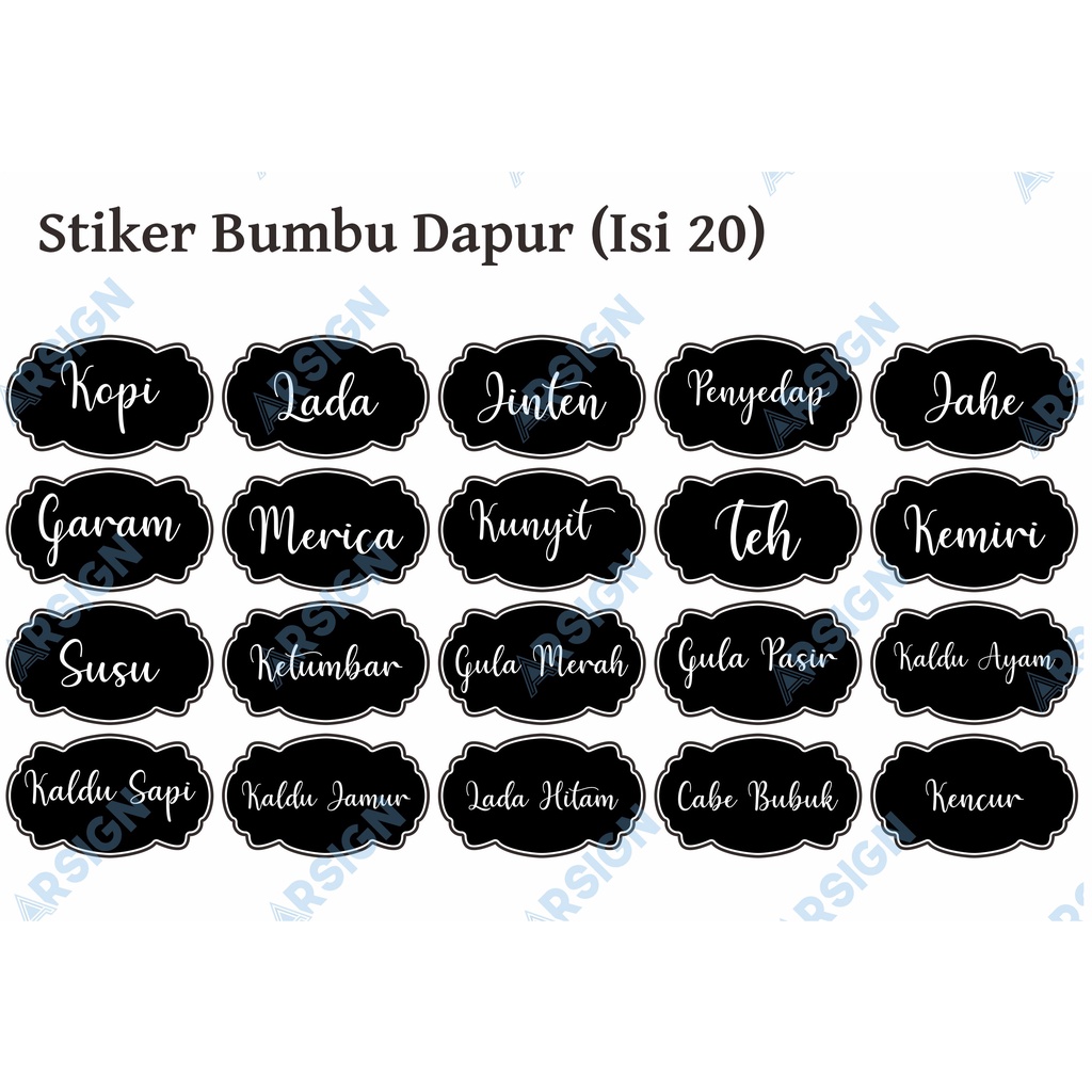 

STIKER BUMBU DAPUR | LABEL BUMBU ANTI AIR | BISA DICUCI ISI 20pcs