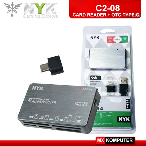 Card reader writer NYK Cf Sd Tf Ms Xd Micro ms 6 slot usb 2.0 480Mbps with otg type c c2-08 v2-08 - Pembaca kartu memory