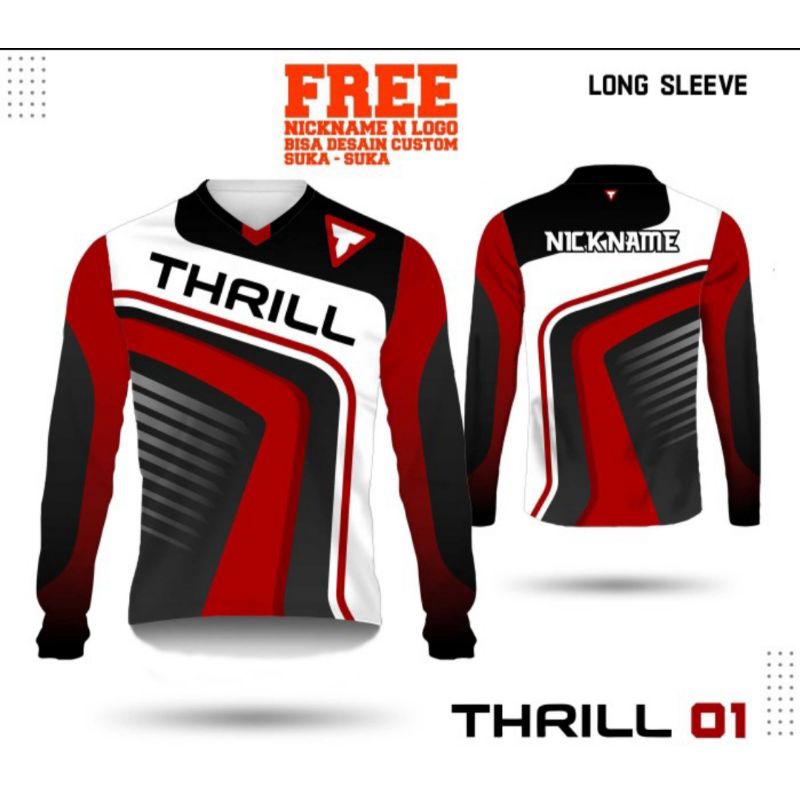 jersey sepeda thrill kaos sepeda Fullprint kaos pria lengan panjang