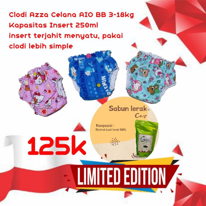 Paket Azza Celana AIO Plus ditergent clodi