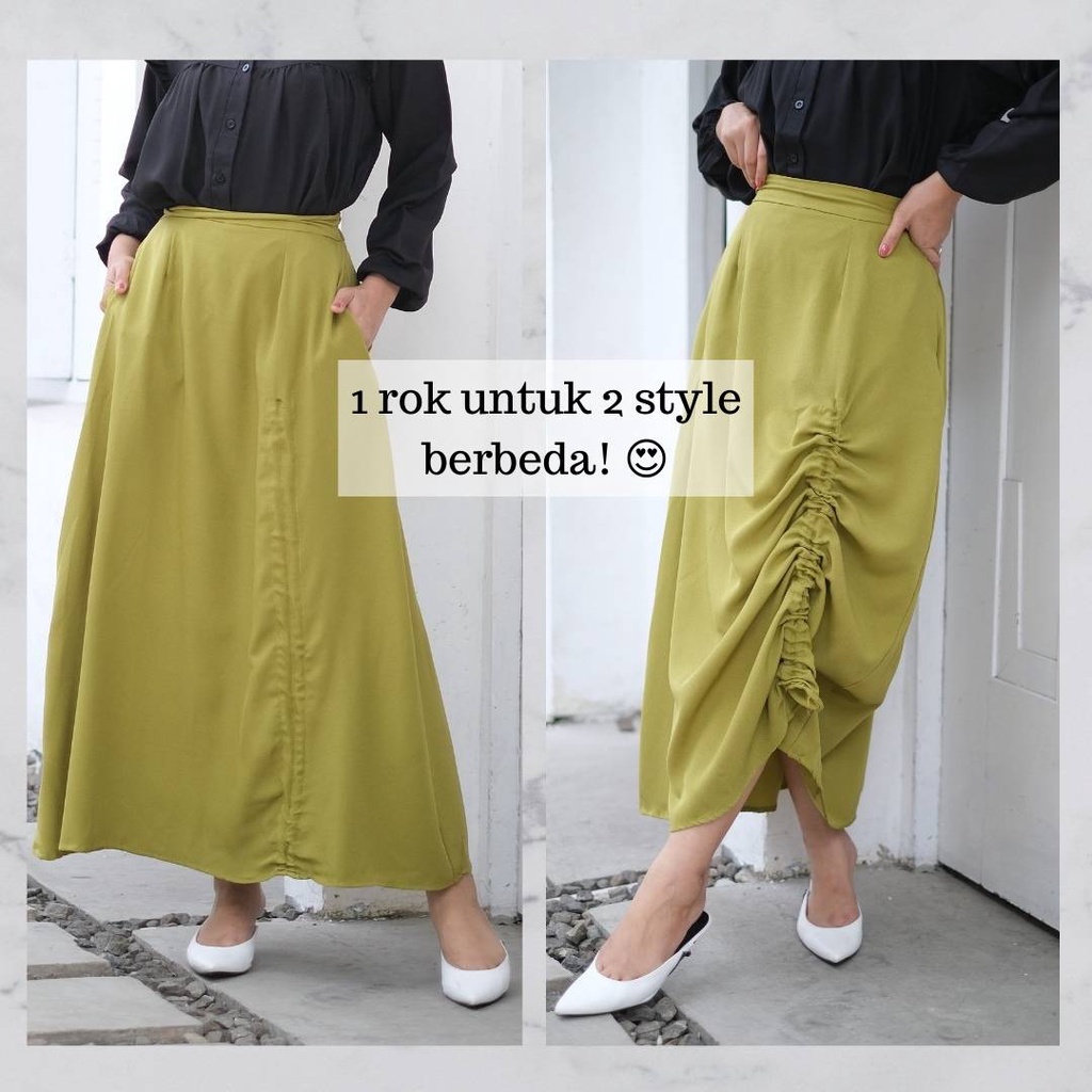 ROK PANJANG A-LINE ROK KERJA WANITA / ROK CANTIK 2 STYLE UNTUK FORMAL DAN PESTA - IRINA SKIRT DEEWIDIY