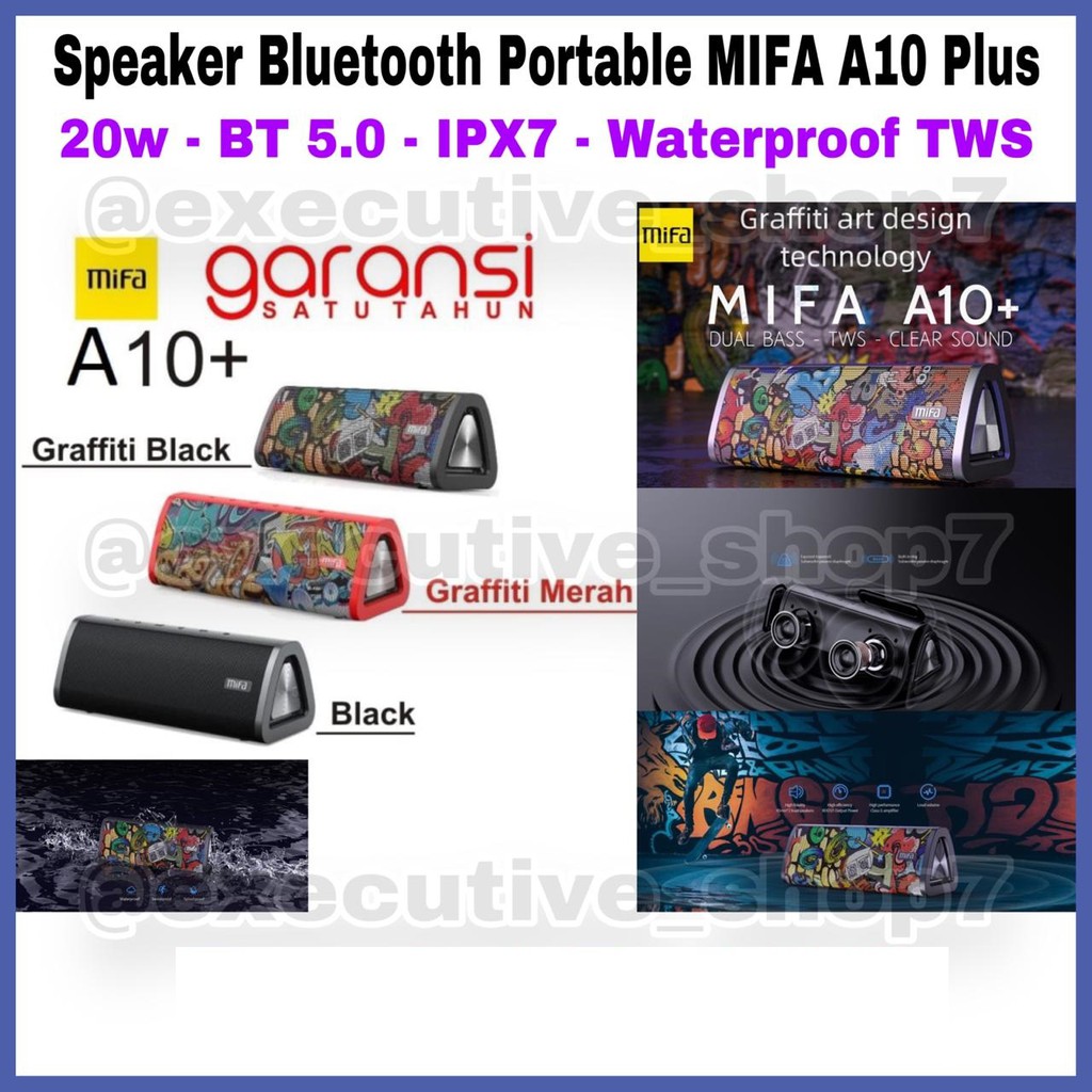 Speaker Bluetooth Portable MIFA A10 plus / A10+ - 20w - BT 5.0 - IPX7 - Waterproof TWS