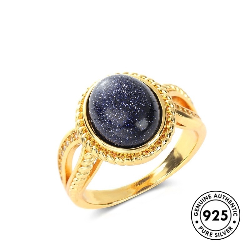 Cincin Lapis Sterling Silver 925 Dengan Lampu Biru Muda Untuk Wanita