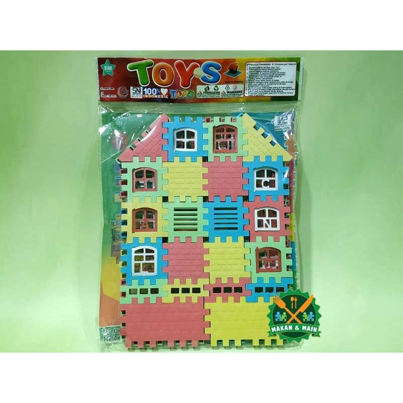 Mainan Puzzle Funny Block Bentuk Rumah Mainan Anak Lokal SNI JSP 333