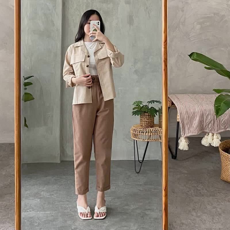 Tq88indonesia Fashion Baju Outer Wanita Kekinian / CLARYN OUTER LINEN / Baju Luaran Wanita Tebaru / Ootd / Kemeja linen Cewek