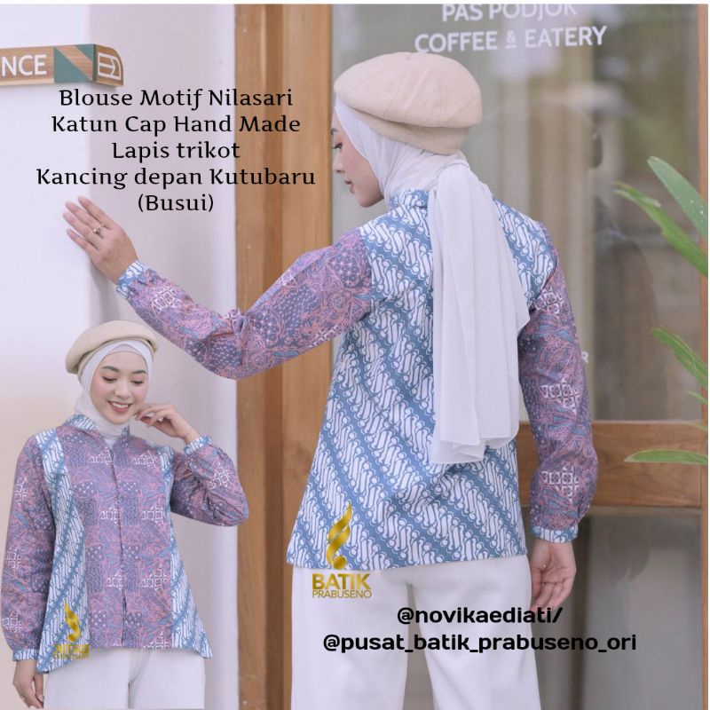 NILASARI BLOUSE ATASAN BAJU BATIK WANITA PRABUSENO BATIK CAP HAND MADE BATIK SOLO SERAGAM BATIK WANI