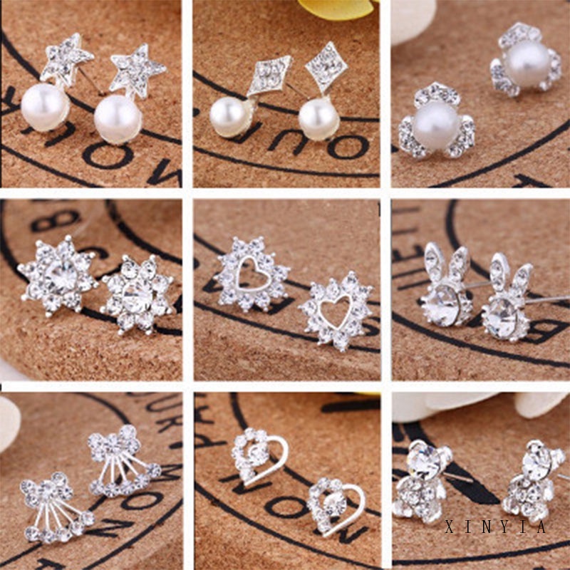 Fashion Hati Mutiara Kristal Stud Anting Pesona Zirkon Anting-Anting Perhiasan Untuk Wanita Hadiah