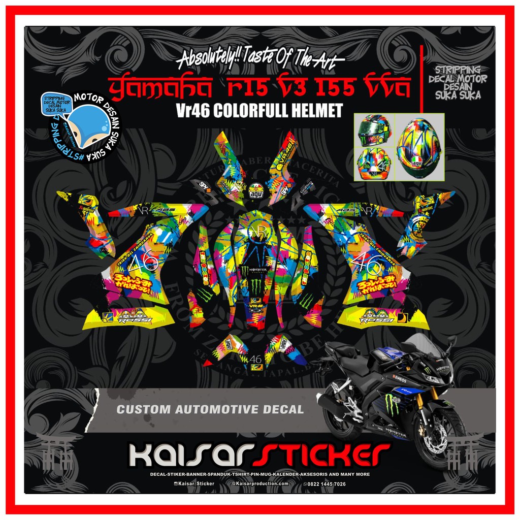 STIKER DECAL YAMAHA R15 V3 GRAFIS ROSSI FULL BODY