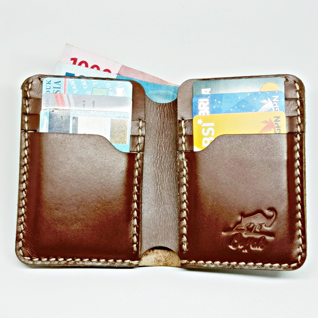 Buffalo Dompet Pria 100% FULL KULIT Asli Model Lipat Berdiri Handmade Classic Vintage Brown