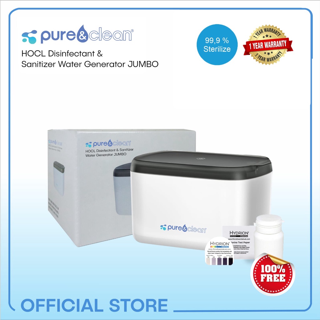 HOCL Disinfectant & Sanitizer Water Generator/Maker - JUMBO Pure & Clean
