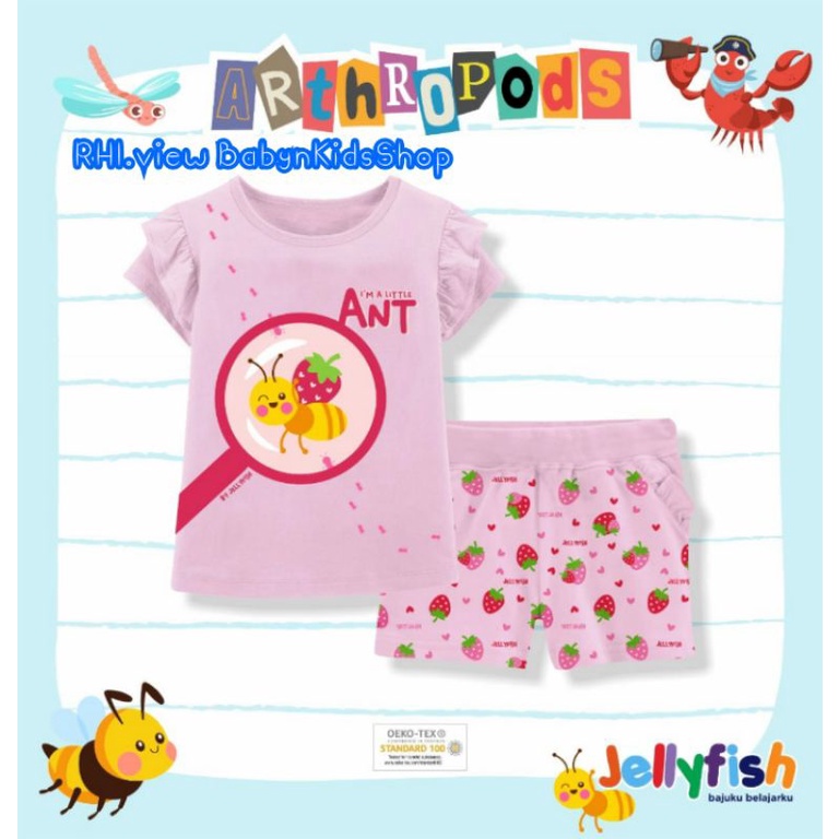 Setelan Kaos Pendek Arthropods Series Jellyfish / Baju Setelan Anak Jellyfish - Baju Set Jelly Fish 