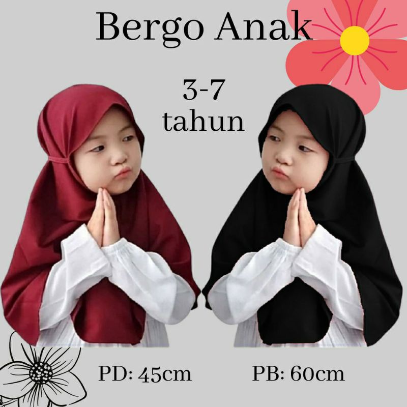 Hijab instan BERGO MARYAM ANAK bahan diamond 3-7 Tahun