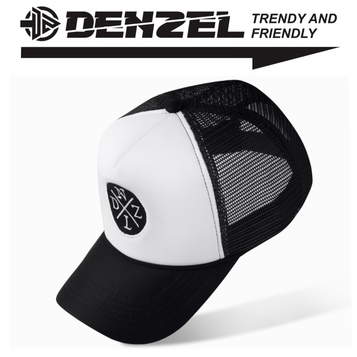 Topi Pria DENZEL ORIGINAL DZ 08 TOPI TRUCKER PRIA MERAH PUTIH BIRU BASEBALL - HITAM PUTIH(U6U9) Topi