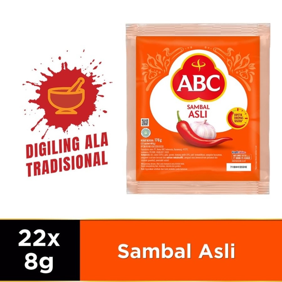 

SAMBAL ASLI ABC SACHET 8GR ISI 22 PCS SAUS SAMBEL SAOS HALAL