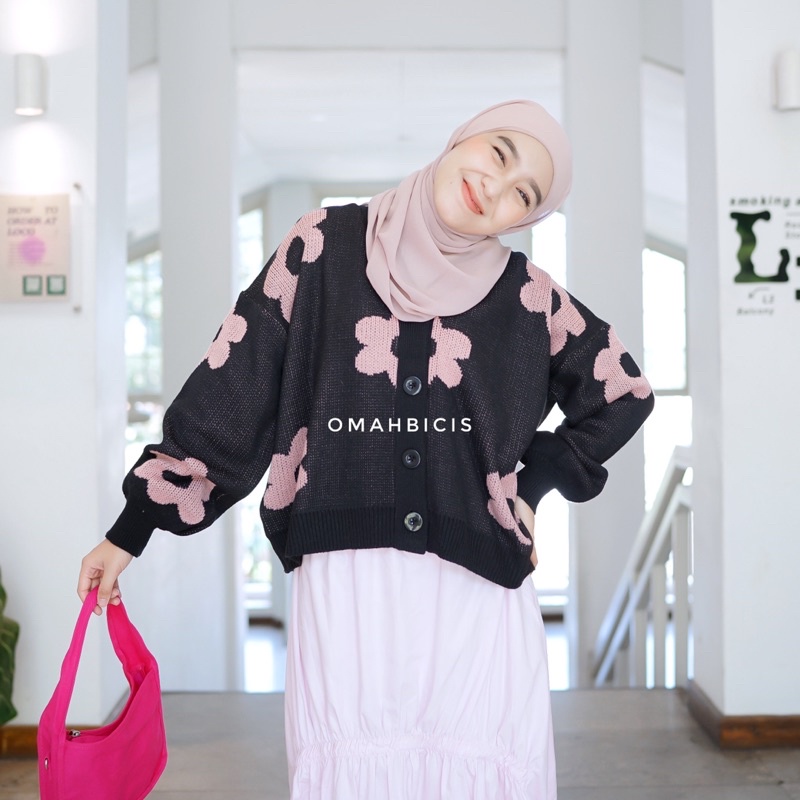 Kanya Cardi - Zara Cardi - Cardigan rajut- flower cardi-Cardi cewek kue