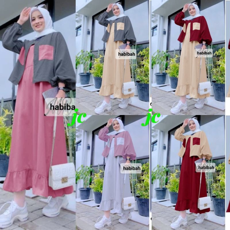 JCZR - Set Cardi Habibah / Stelan Cardi Wanita Fashion Muslim Terbaru