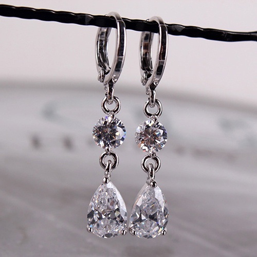 Hu Hu Hu Hu Hu Alat Bantu Pasang Kacamata♡ Anting Tusuk Gantung Bentuk Tetesan Air Hias Berlian Imitasi Untuk Wanita