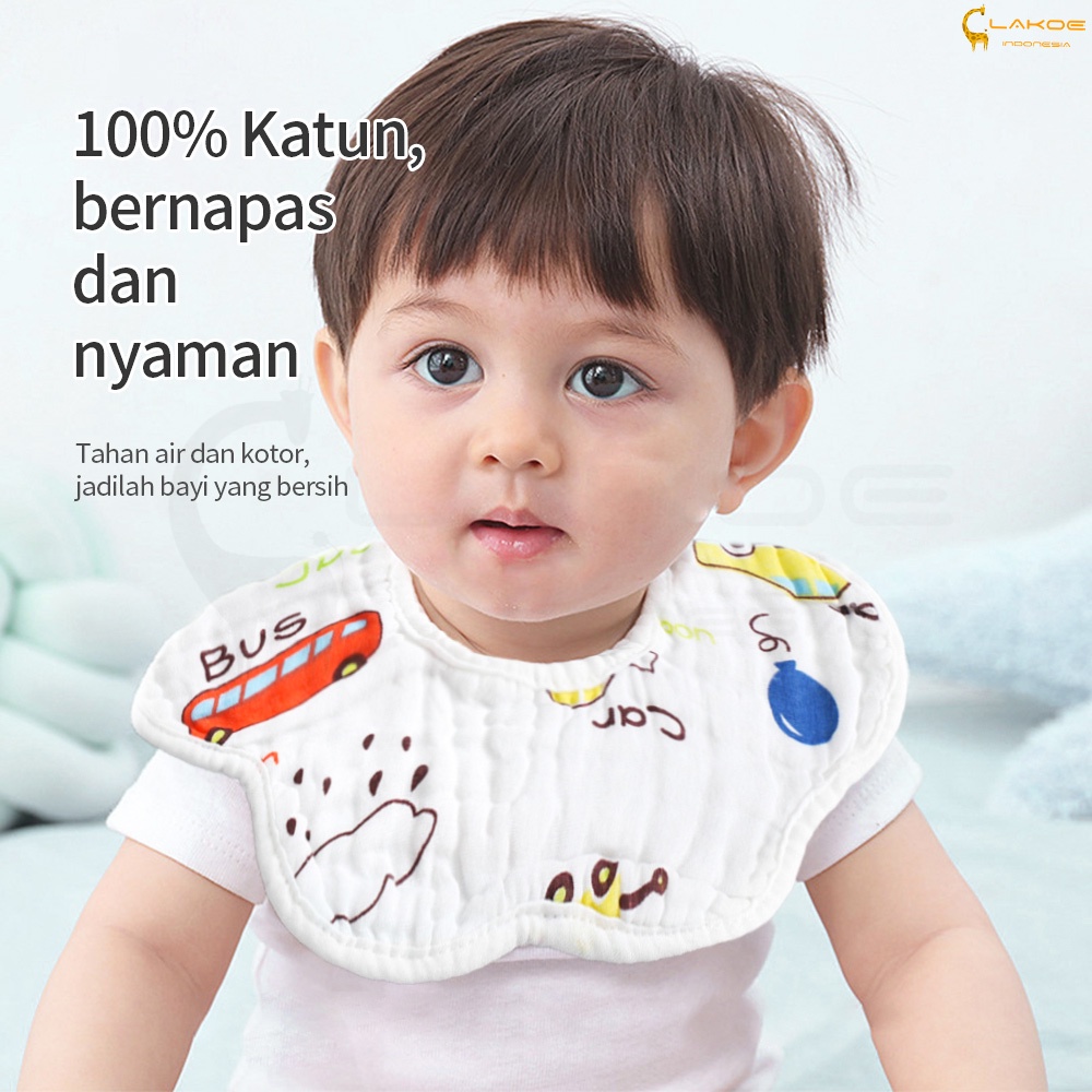 LAKOE Celemek Makan bayi slaber bayi Bahan Katun Gauze 6 Lapis baby bib