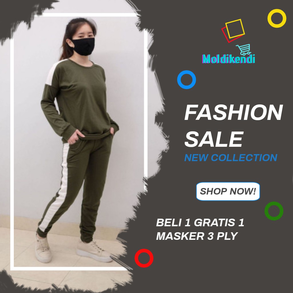 KOSKA Baju Setelan Wanita Korea Kekinian